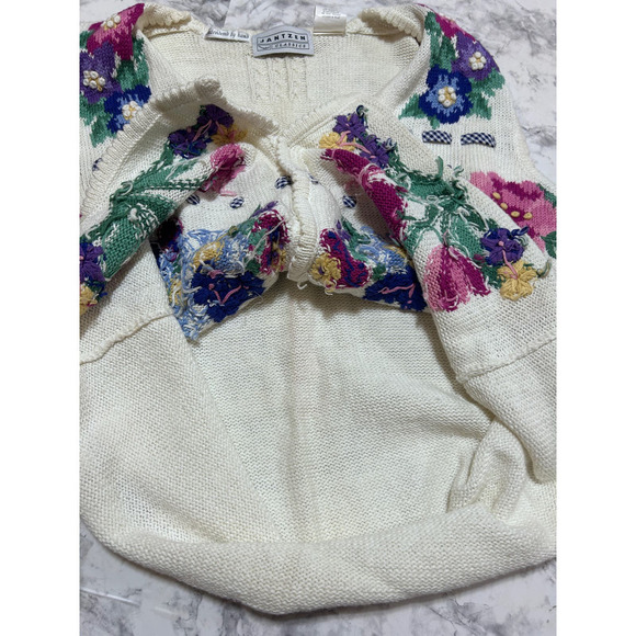 JANTZEN CLASSICS Embroidered By Hand Vest L Cream Button Front Prairie Cottage - Picture 6 of 6